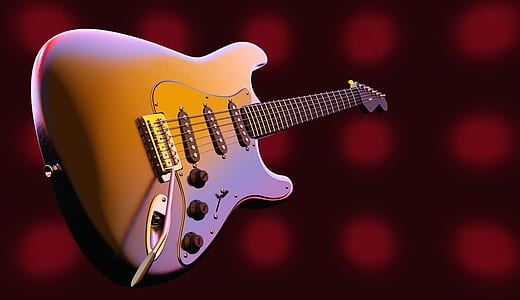 white and gray stratocaster electric guitar thumbnail