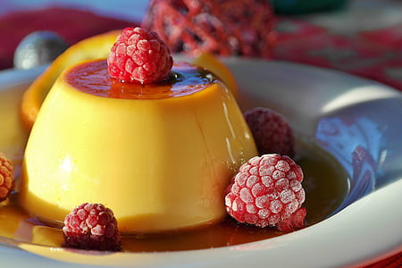 cream caramel on white ceramic plate thumbnail