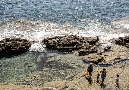 four people standing near body of water thumbnail