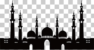 Mosque Islamic architecture, Mosque silhouette material, silhouette of building illustration PNG clipart