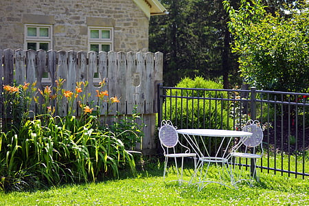 bistro patio set on garden thumbnail