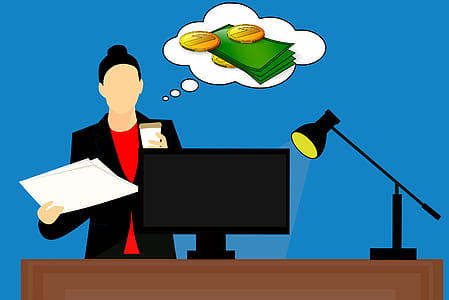 Illustration of business woman working on strategy. thumbnail