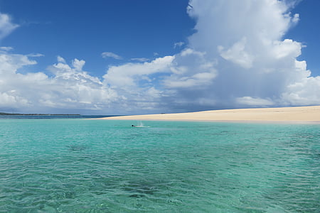 teal body of water under cloudy sky thumbnail