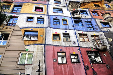 red, white, and blue painted building thumbnail