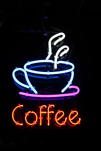 turned-on blue and multicolored Coffee neon signage thumbnail