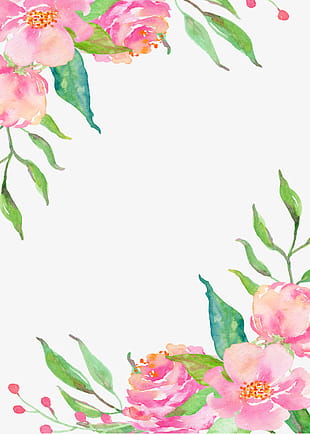 Pink flower borders, pink flowers painting PNG clipart