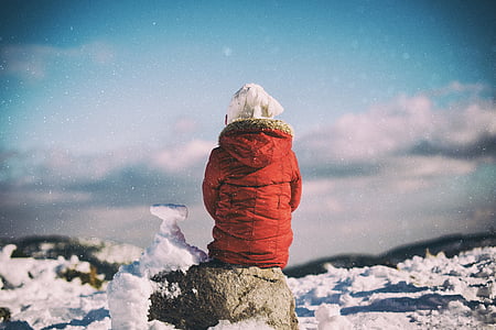 person sitting on rock in winter time thumbnail
