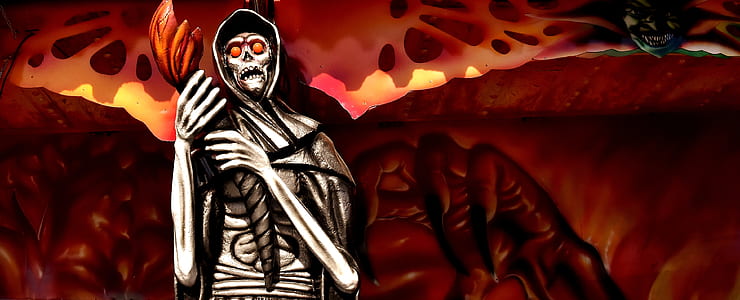 artwork of a white demon in a demonic background thumbnail