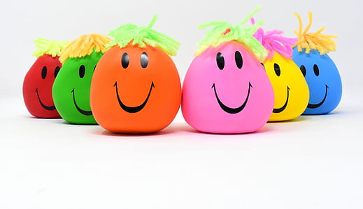 six assorted-color smiley stress balls thumbnail