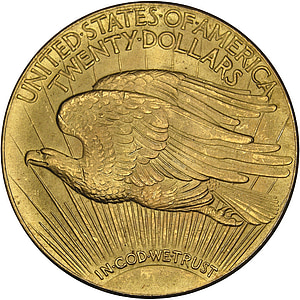 round gold-colored United States of America 20 dollar coin thumbnail