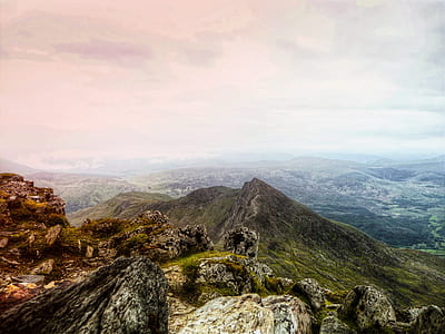 landscape photography of green mountains thumbnail