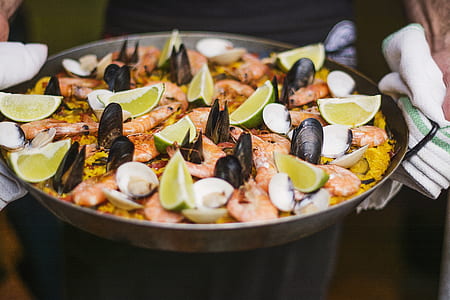 cooked food in round gray frying pan thumbnail