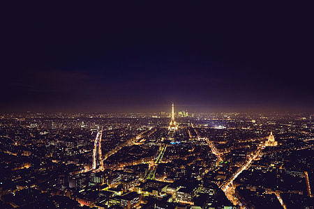 Night view over Paris in France with Eiffel Tower thumbnail