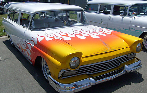 classic white and yellow station wagon thumbnail