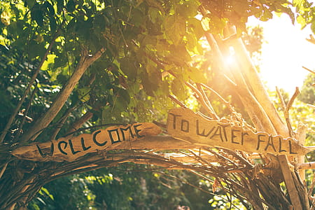 Welcome to Water Fall Wooden Signage at Daytimne thumbnail