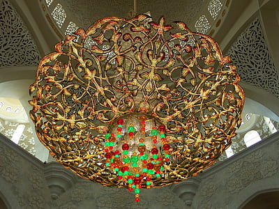 beige, green, and red chandelier thumbnail
