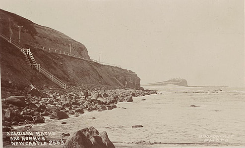 Soldier baths and Nobbys at Newcastle, New South Wales, Australia thumbnail