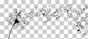 Musical note Music education Duration Sound, Black dandelion flying notes PNG clipart
