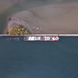 Top View of Passenger Ship Beside the Pier thumbnail