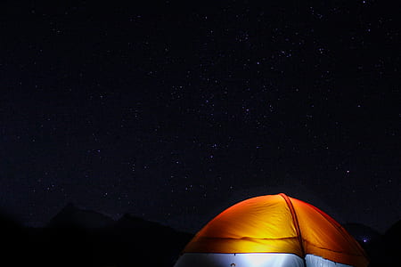 brown and gray tent under starry night thumbnail