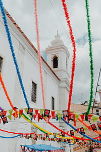 Streets decorated for the Saint Anthony Feast in Lisbon, Portugal thumbnail