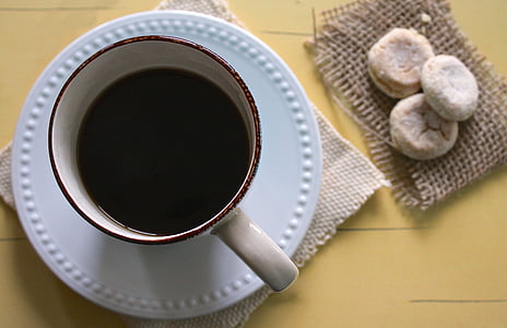 white and brown coffee mug with suacer thumbnail