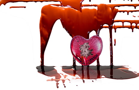 blood, heart, broken heart, sad, broken, bloody thumbnail