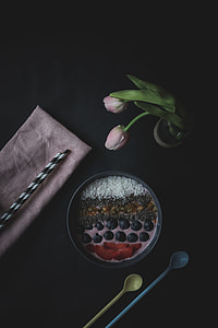 yogurt with fruits on table thumbnail