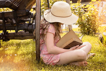 girl reading book on the grass thumbnail