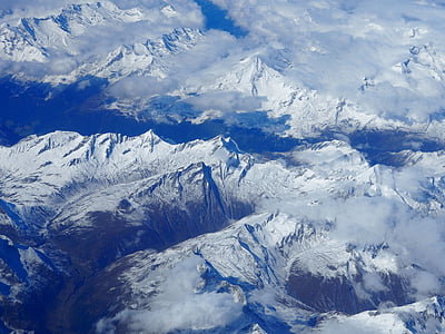 snow capped mountains aerial photography thumbnail