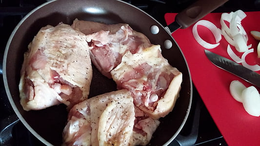 marinated chicken on pan thumbnail