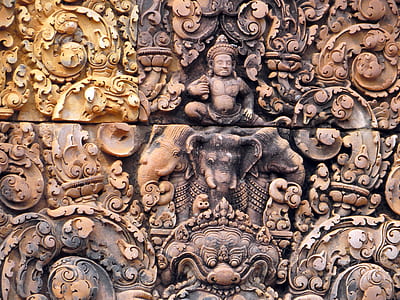 Elephant and person embossed wall decor thumbnail