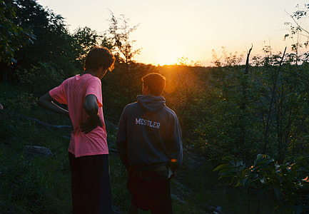men, tree, golden hour, sunset thumbnail