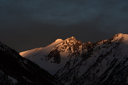 snow-covered mountains during night time thumbnail