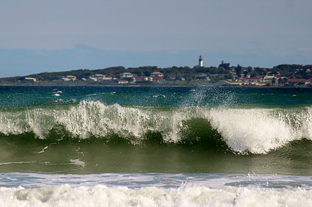 rolling waves beside beach thumbnail