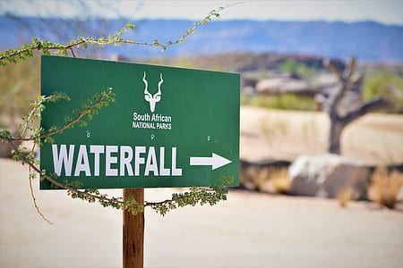 shallow focus photography of South African Waterfall signage thumbnail
