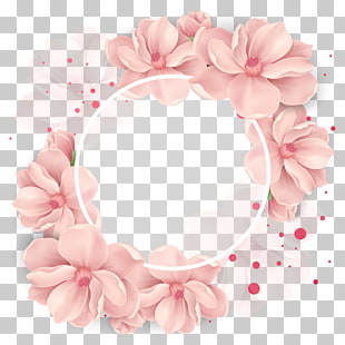 Flower Wedding Wreath , cherry decoration, pink floral illustration PNG clipart