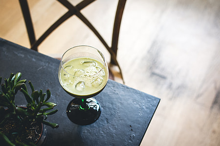 Matcha cocktail in a café thumbnail