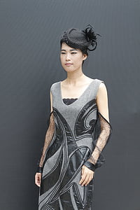 women's gray and black sleeveless dress thumbnail