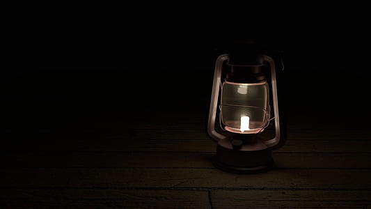 turned-on cold-blast lantern in dark room thumbnail