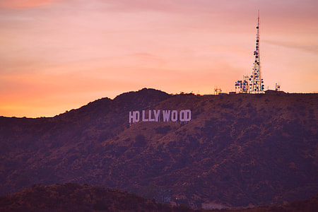 stock photo of Hollywood at Los Angeles California during orange sunset thumbnail