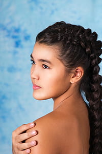 topless woman near blue background thumbnail