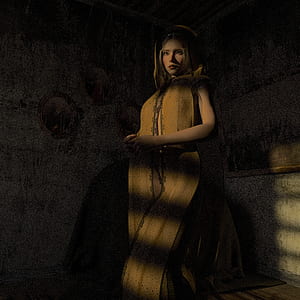 photo of woman standing next to wall in room thumbnail