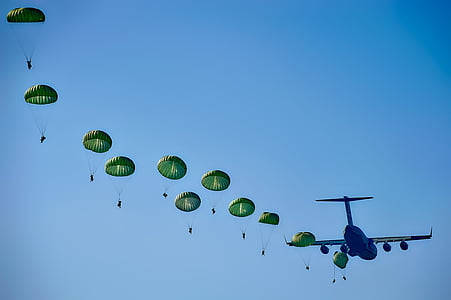 blue airplane and green parachutes thumbnail