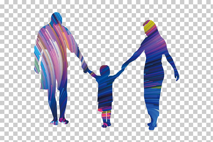 child watercolor painting drawing a family of three holding hands