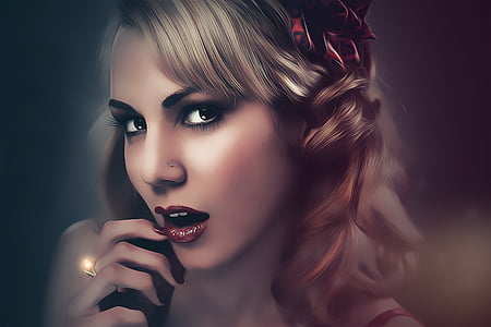woman holding lips graphic wall paper thumbnail