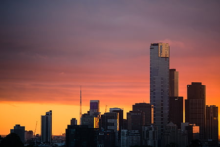 bird eye view photography of high-rise building during golden hour thumbnail