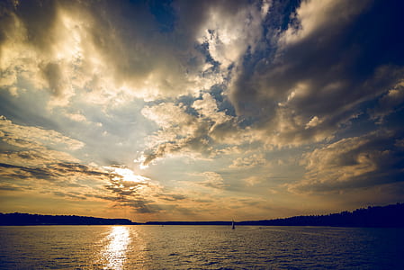 photo of large body of water with sunset background thumbnail