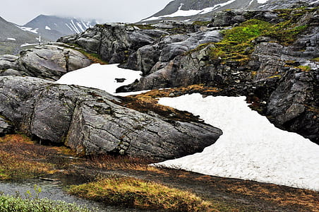 Gray Stone Surrounded by Snow thumbnail