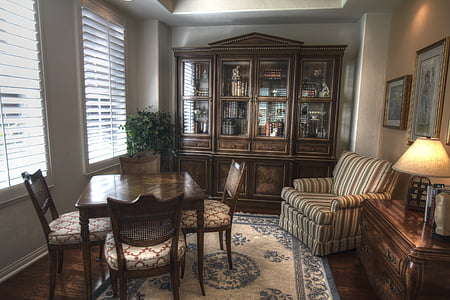 brown wooden table with brown chairs indor thumbnail